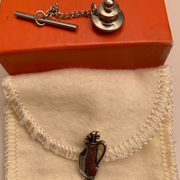 Rare Retired James Avery 3D Golfing Bag Set Tie Tac - Picture 2 of 7